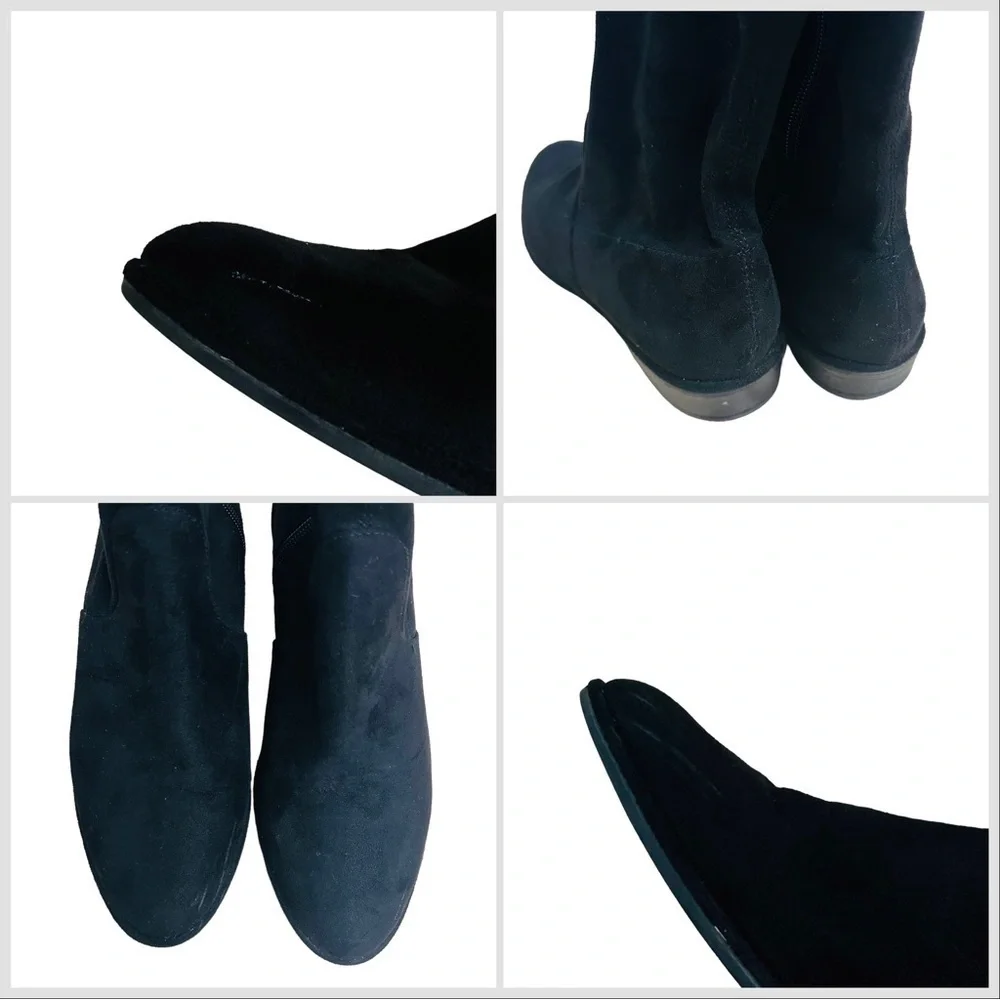 Marc Fisher Boots Over the Knee Fitted Pointed Toe Minimalist Fall Black 6.5